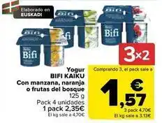 Carrefour Kaiku - yogur bifi con manzana, naranja o frutas del bosque oferta