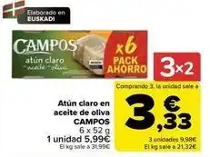 Carrefour Campos - atún claro en aceite de oliva oferta