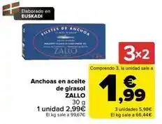 Carrefour Zallo - anchoas en aceite de girasol oferta