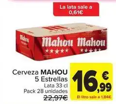 Carrefour Mahou - cerveza 5 estrellas oferta