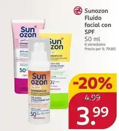 Rossmann Sunozon - fluido facial con spf oferta