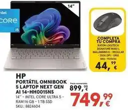 Worten Hp - portátil omnibook 5 laptop next gen ai 14-hho01ns oferta