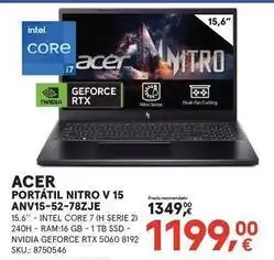 Worten Acer - portátil nitro v 15 anv15-52-782je oferta