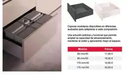 Chafiras Cajones modulares disponibles en diferentes acabados para adaptarse a cada composición oferta