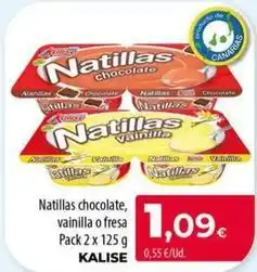 Spar La Palma Kalise - natillas chocolate, vainilla o fresa oferta