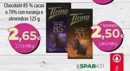 Spar La Palma Tirma - chocolate 85 % cacao o 70% con naranja o almendras oferta
