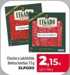 Spar La Palma Elpozo - chorizo o salchichon iberico lonchas oferta