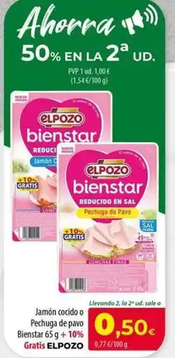 Spar La Palma Elpozo - jamon cocido o pechuga de pavo bienstar oferta