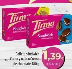 Spar La Palma Tirma - galleta sandwich cacao y nata o crema de chocolate oferta