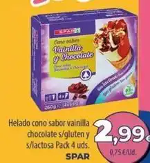 Spar La Palma Spar - helado cono sabor vainilla chocolate s/ gluten y s/lactosa oferta
