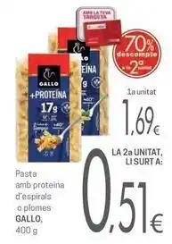 Valvi Supermercats Gallo - pasta amb proteina d'espirals o plomes oferta
