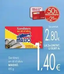 Valvi Supermercats Massó - sardines en oli d'oliva oferta
