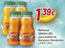 Alsara Supermercados Simon life - refresco naranja o mandarina oferta