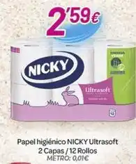 Alsara Supermercados Nicky - papel higiénico ultrasoft 2 capas/12 rollos oferta