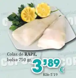 Congelados Copos Colas de rape oferta