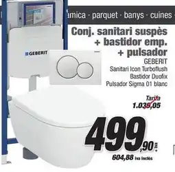 Ferrolan Geberit - conj. sanitari suspès + bastidor emp. + pulsador oferta