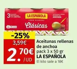 Maskom Supermercados La española - aceitunas rellenas de anchoa oferta