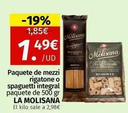 Maskom Supermercados La molisana - paquete de mezzi rigatone o spaguetti integral oferta