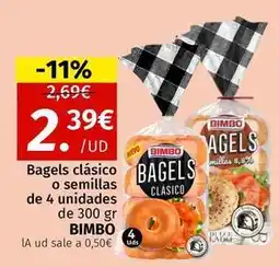 Maskom Supermercados Bimbo - bagels clasico o semillas de 4 unidades oferta
