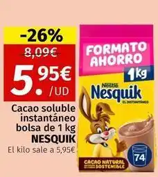 Maskom Supermercados Nesquik - cacao soluble instantaneo bolsa oferta