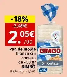 Maskom Supermercados Bimbo - pan de molde blanco sin corteza oferta