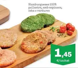 Sorli Hamburgueses 100% pollastre, amb espinacs, ceba o verdures oferta