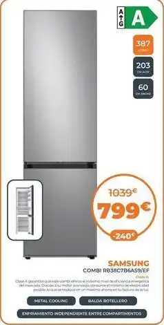 Pascual Martí Samsung - combi rb38c7b6cs3rf oferta