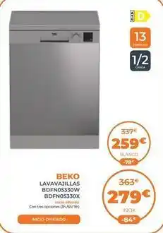Pascual Martí Beko - lavavajillas bdfnos330w bdfnos330w oferta
