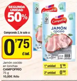 Supermercados Lupa CAMPOFRÍO Jamón cocido en lonchas oferta