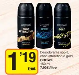 Supermercados Lupa CROWE Desodorante sport, choc attraction o gold oferta