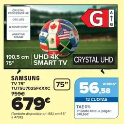Carrefour SAMSUNG TV 75" TU75U7025FKXXC oferta