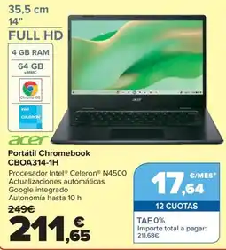 Carrefour ACER Portátil Chromebook CBOA314-1H oferta