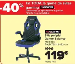 Carrefour RACING Silla polipiel Gamer Balance oferta