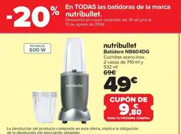 Carrefour NUTRIBULLET Batidora NB604DG oferta