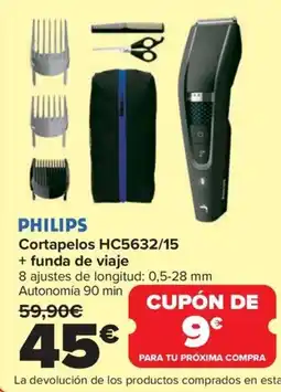 Carrefour PHILIPS Cortapelos HC5632/15 + funda de viaje oferta