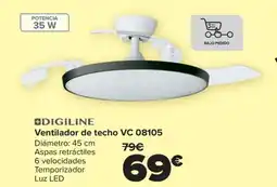 Carrefour DIGILINE Ventilador de techo VC 08105 oferta