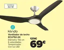 Carrefour KLINDO Ventilador de techo KCLF52-24 oferta