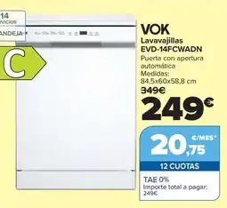 Carrefour VOK Lavavajillas EVD-14FCWADN oferta