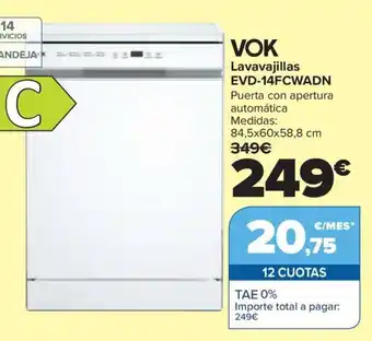 Carrefour VOK Lavavajillas EVD-14FCWADN oferta