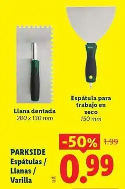 Ocine Parkside - espatulas/llanas/varilla oferta