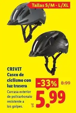 Ocine Crivit - casco de ciclismo con luz trasera oferta
