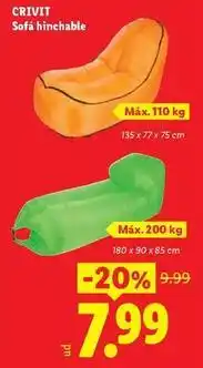 Ocine Crivit - sofá hinchable oferta