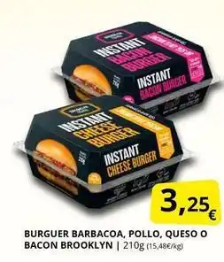 Supermercados MAS Instant - burger barbacoa, pollo, queso o bacon brooklyn oferta