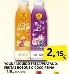 Supermercados MAS Postres reina - yogur liquido fresa/plátano, frutas bosque o coco oferta