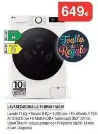 Milar Lg - lavasecadora f4dr6011agw oferta
