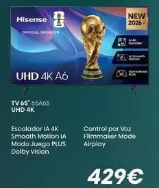 Milar Hisense - tv 6565a6s uhd 4k oferta