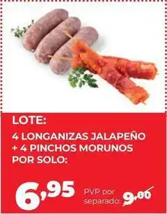 Alimerka Solo - 4 longanizas jalapeño + 4 pinchos morunos oferta