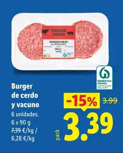 Lidl Burger de cerdo y vacuno oferta