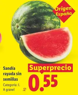 Lidl Sandía rayada sin semillas oferta
