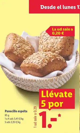 Lidl Panecillo espelta oferta